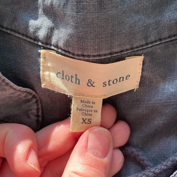 Anthropologie/Cloth & Stone - Tencel Chambray Lace Up Shirt Dress, XS - Picture 8 of 8